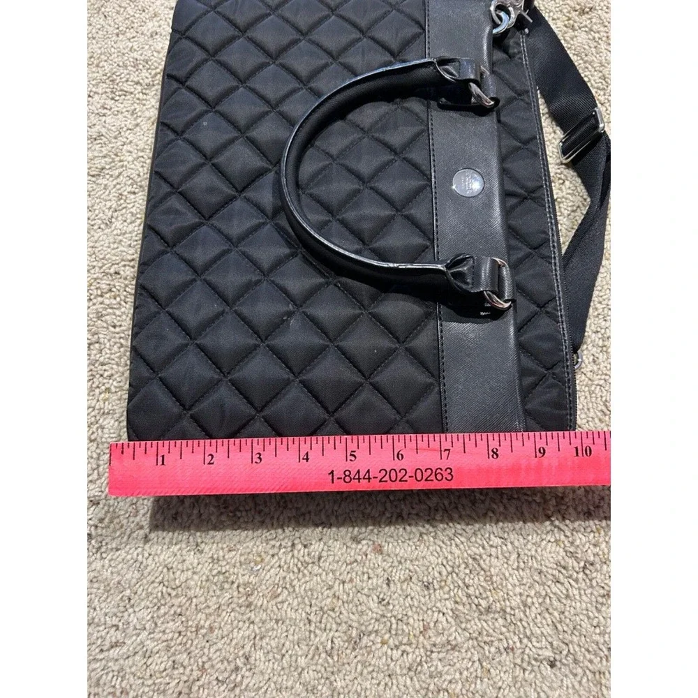 KNOMO AVIGNON 13” Black Quilted LAPTOP BRIEF Bag Travel Work Career NICE B23